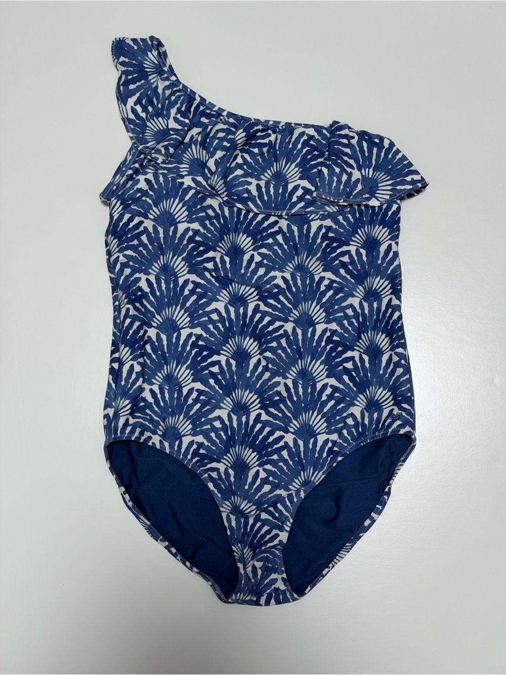 Like New! Vineyard Vines One-Shoulder Navy Shell-Print Swimsuit + Matching Top